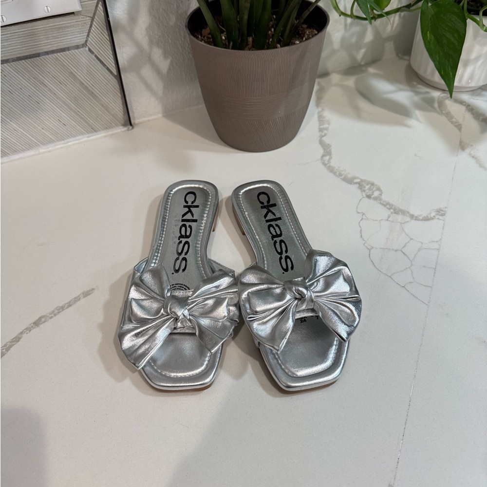 Silver Bow Sandals